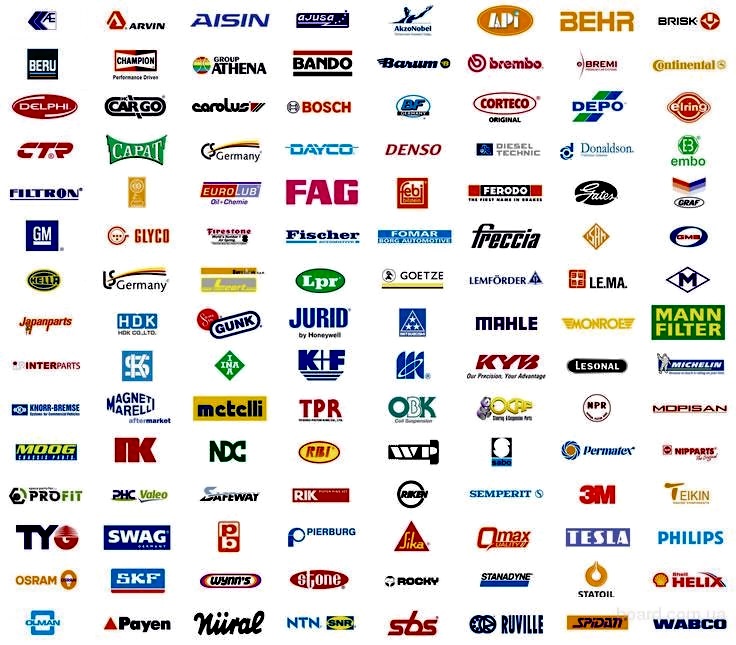 Logos unserer Lieferanten: Bosch, Mahle, Continental, Brembo, Bilstein, MANN-FILTER, Michelin, Pirelli und weitere